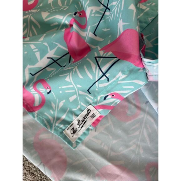 NWOT RSVLTS - PINK FLAMINGO ALL OVER Floral Hawaiian Aloha Mens S C22 - Picture 7 of 8